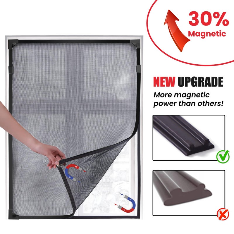 BAFLOTEX DIY Magnetic Window Screen Replacement Adjustable Mesh Screen 55"H*36"W with Magnets Fits Any Size White Frames with Grey Fiberglass Screen - Image 4
